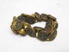 24 Brass Metal Picture Plum Tinted Cut Buttons Vtg Old Antique Lot Set