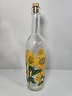 Vintage Hand Painted Sunflower Wine Clear Glass Corked Bottle 750 Ml Canada 12      