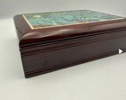 Vintage Rosewood Music Jewelry Box Van Gogh Irises Tile Velvet Interior Working