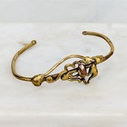 Vintage Brutalist Brass Copper Cuff  Handmade Sculptural Mid-century
