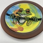 Pottery Plate Glazed Frog Whimsical Handmaid 5 1 2    Colorful Signed Wendy