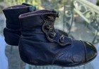 Antique Victorian Black Leather Baby Button Shoes