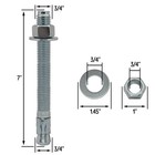 3 4  X 7  Wedge Anchor Bolt Fastener For Concrete Cement - Zinc-plated  10 