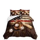  American Flag Baseball Bedding Set  Brown Sports Theme Baseball Full Brown-red