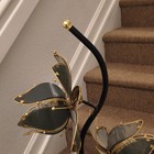 Black   Gold Metal Floor Lamp W  Gray Floral Shades  Corded  Adults