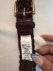 Men s Brown Braided Leather Belt  Size 34  1 5  Wide  Adjustable Buckle