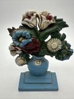 Vntg Hubley 491 Cast Iron Delphiniums Flower Doorstop Daisy Excellent Cond 