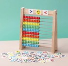 Educational Abacus For Kids Math - 10 Row Wooden Counting Frame With Number    