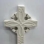 Ceramic Off White   Gold Celtic Cross Parian China By Donegal 9-in