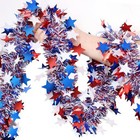 4th Of July Garland Decorations 50ft Glitter Tinsel Patriotic Decor For Tree 