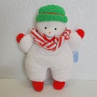 Vintage Eden Snowman Plush Terrycloth Rattle Lovey Christmas White Waffle Weave
