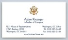 Adam Kinzinger Hand Signed Business Card - Former Member Of Congress