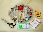 Vintage Wooden Spools  Thread With Thread   Accessories  Plastic Sewing Case Kit