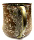 Large Quatar  Islamic Ottoman Metal C  18-19th Century Handled Brass  copper Cup