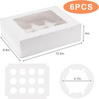 6pcs Cupcake Boxes - Hold 12 Count Cupcake Containers With Window  Food Grade Cu