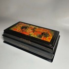 Vintage Russian Lacquer Jewelry Box  Palekh  Kholui Scene                                  