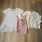 Vintage Lot 3p Womens Xl Short Sleeve Casual Fun Shirts White Pink Cotton Blends