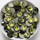 8 Vintage Rare Cabochons 10mm Peridot Green Clear Silver Deco Motif Jewels C8-47