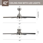 42   Brushed Nickel Low Profile Ceiling Fan Light W  Remote 6 Speed Dimable Led