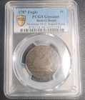 1787 Fugio Cent-pcgs G-detail W  Wooden Display Box   Aluminum Restrike Coin
