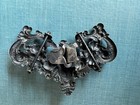 Antique Victorian Cast Brass Lady Face Floral Dress Clip Sash Belt Accessory