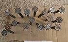 17 Vintage Antique Railroad Raised Numbered Iron Nails Spikes