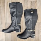 Shoe Dazzle Gamela Women s Size 10 Black Faux Leather Knee High Riding Boots