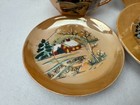 Vintage Japanese Lusterware Child s Tea Set With Winter Cottage Landscape 10 Pc