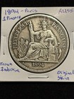 1894 French Indochina 1 Piastre Silver Coin Choice Au  Paris Mint Original Skin