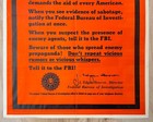 1943 Warning From The Fbi Spies Saboteurs Enemy Agents Poster J  Edgar Hoover