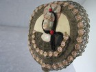 Rare Antique 1920s Vanity Porcelain Half Doll Powder Puff Wand Flapper Accessory
