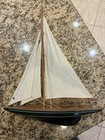 Wooden Yacht Model Sailboat Vintage Sailing- 20  Inches Length Approximately 