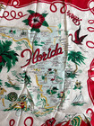 Vintage 1950s Florida Souvenir State Red   Green Pre-disney Square Rayon Scarf