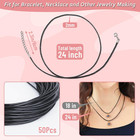 50pcs Black Waxed Cotton Cord  24 Inch Necklace String Rope With Clasp  Bulk For