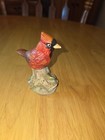 Porcelain Cardinal Bird Figurine On Base  Collectible Bird Decor Sculpture