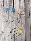 Set Of  5  Vintage Diaper Pins With Pink Duck