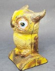 Cast Iron Horn Owl Still Bank Antique Early 1900 s 