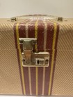 Vintage Tweed Train Case Vanity Box Mirror Lucite Handle 11 Inch No Key