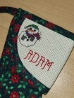 Cross-stiched adam personalized Handmade Christmas Stocking W  Snowman  new 
