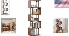 Bookshelf Tall S-shaped Geometric Display Shelf Standing Unit Bookcase Wooden   