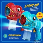 Rechargeable Dino Bubble Guns For Kids - 2 Pack - Bubbles Gun Blaster Blower    
