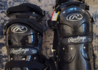 Pre Owned Rawlings Baseball Catcher s Gear  Leg Guards Age 12  16dcw
