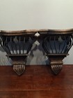 Vtg Wood And Metal Cage Corbel  Decorative Wall Bracket Shelf Pair Beautiful 