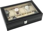 12 Slots Wrist Watch Display Box Storage Holder Pu Leather  Organizer Case Usa