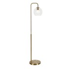 62  Brass Arched Floor Lamp With Clear Transparent Glass Globe Shade