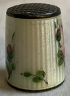 Vintage Norwegian David Andersen Sterling   White Enamel Thimble W rose   Buds