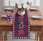  Blue Patriotic Red White Stars America 4th Of July Table Runner 13x72 Inch