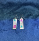Vicirello Exclusive Design Handmade Brass   Enamel Drop Earrings