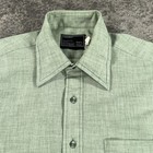 Vintage Sears Mens Store Shirt Mens Large Green Chambray 70s Dagger Disco Collar
