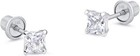 Princess Diamond Baby child Stud Screw Back Earrings In Solid 14k White Gold